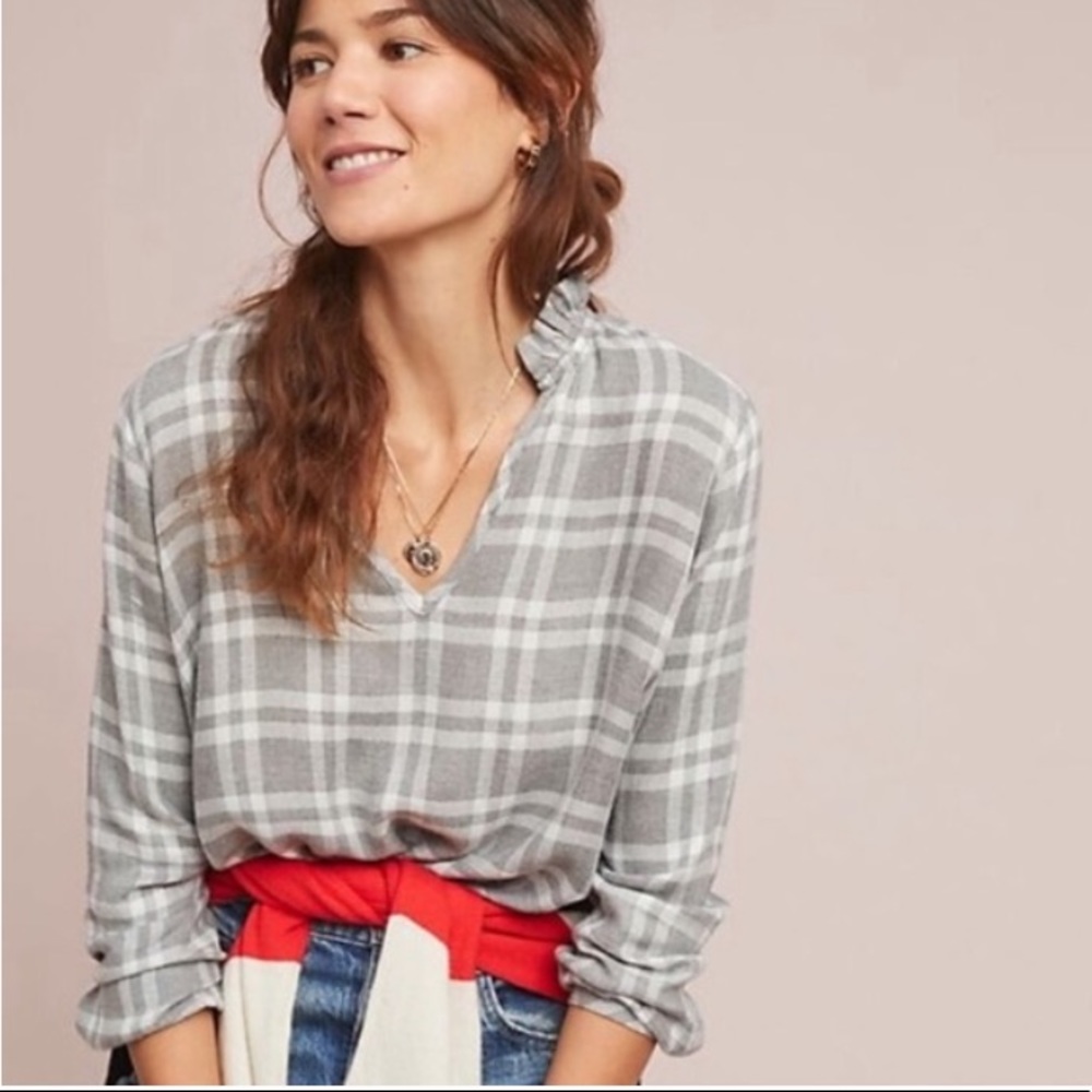 Anthropologie Cloth and Stone flannel blouse